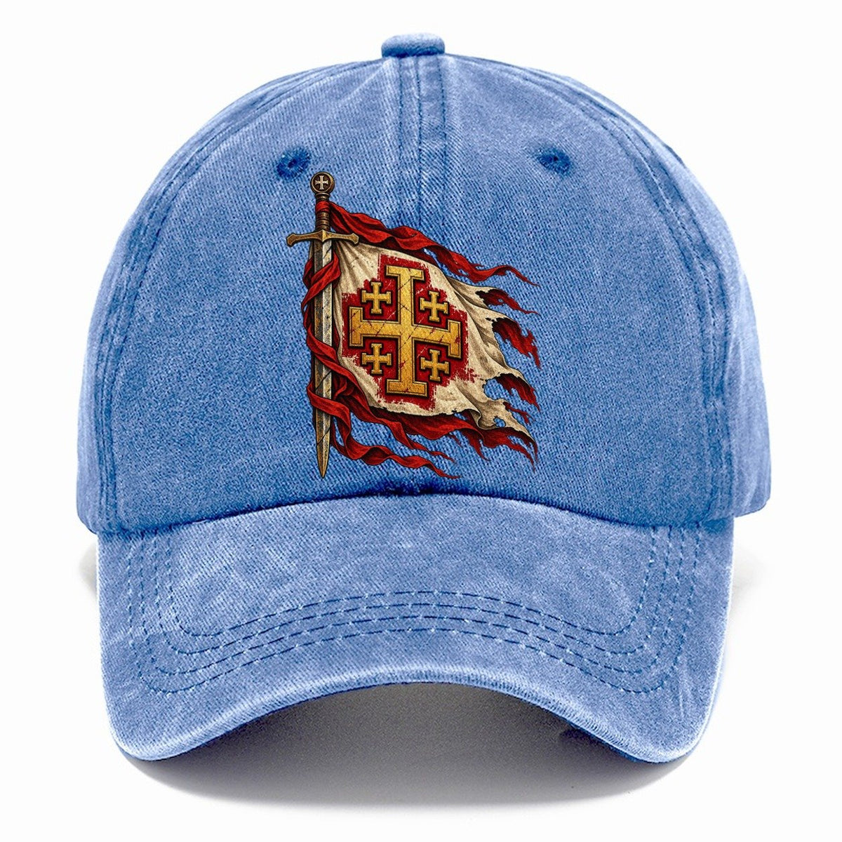 Crusader Heraldry Jerusalem Cross Shield Classic Cap – Summer Sky