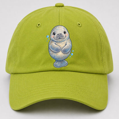 Manatee Front Flipper Hug Sea Sprite Baseball Cap – Fluorescent Green