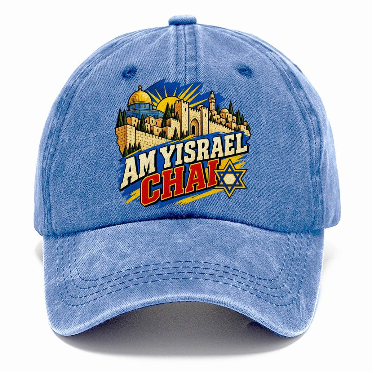 Pop Art Am Yisrael Chai Jerusalem Classic Cap – Summer Sky