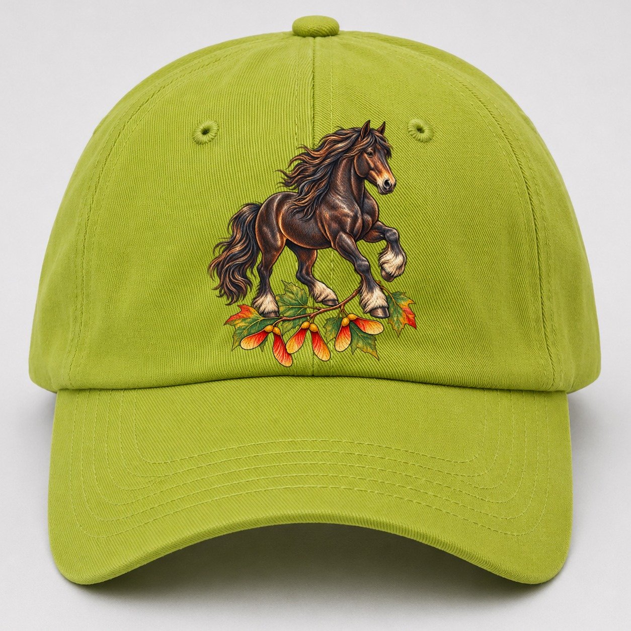 Canadian Horse And Sugar Maple Samaras Canada Cultural Icons Baseball Cap – Fluorescent Green