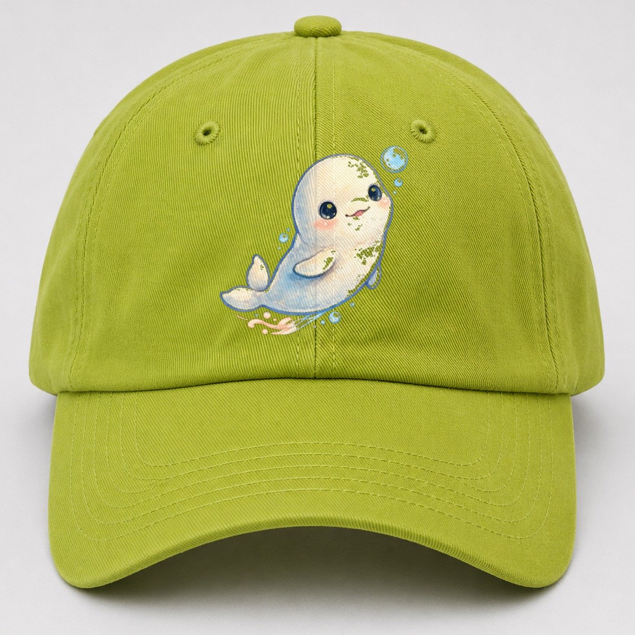 Beluga Whale Bubble Rise Sea Sprite Baseball Cap – Fluorescent Green
