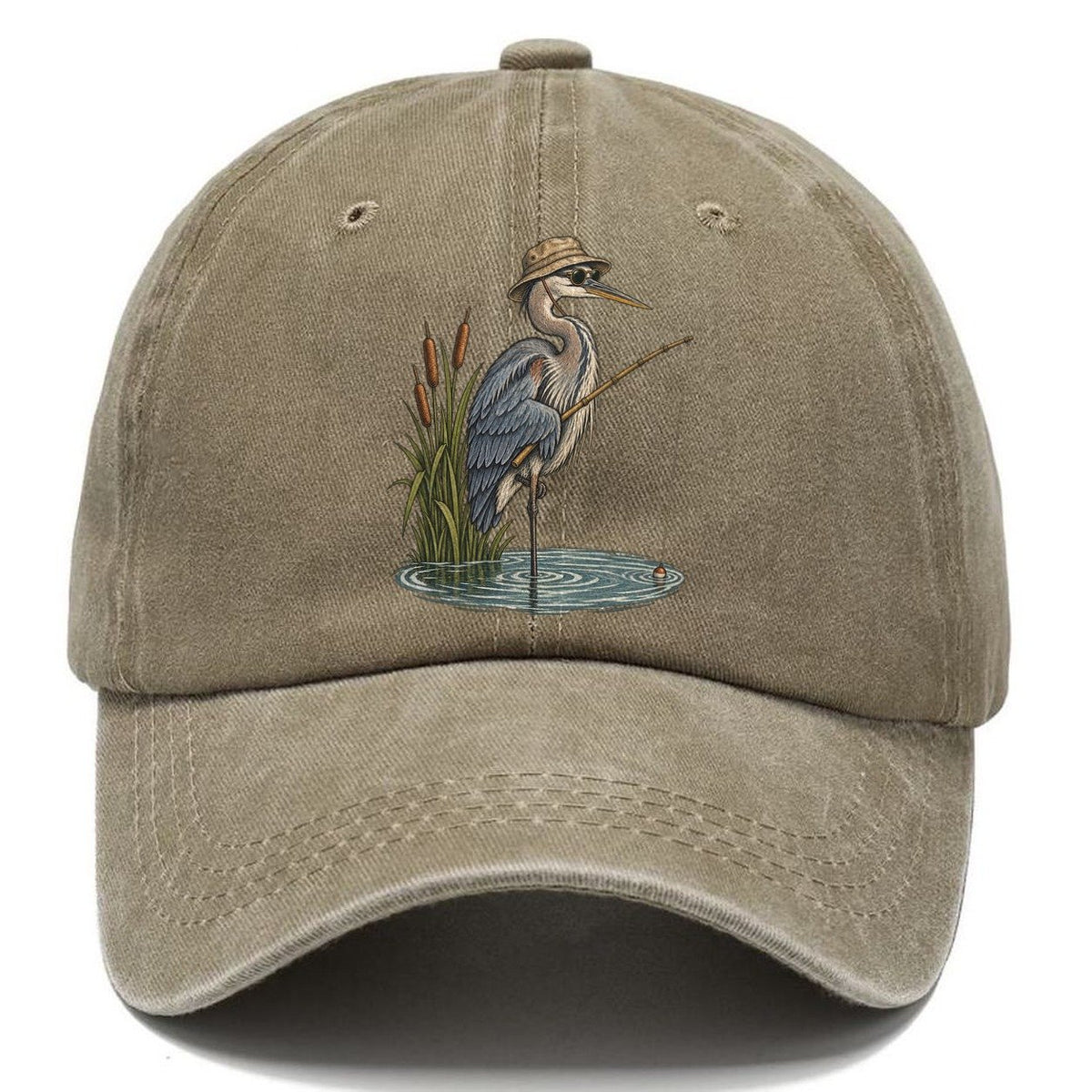 Heron Gone Fishing Slow Camp Club Classic Cap – Warm Sand
