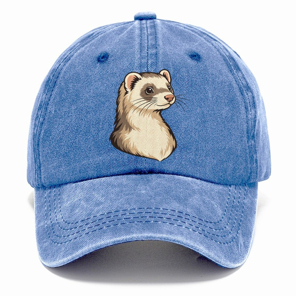 Ferret Cream Portrait Small Pet Logos Classic Cap – Summer Sky