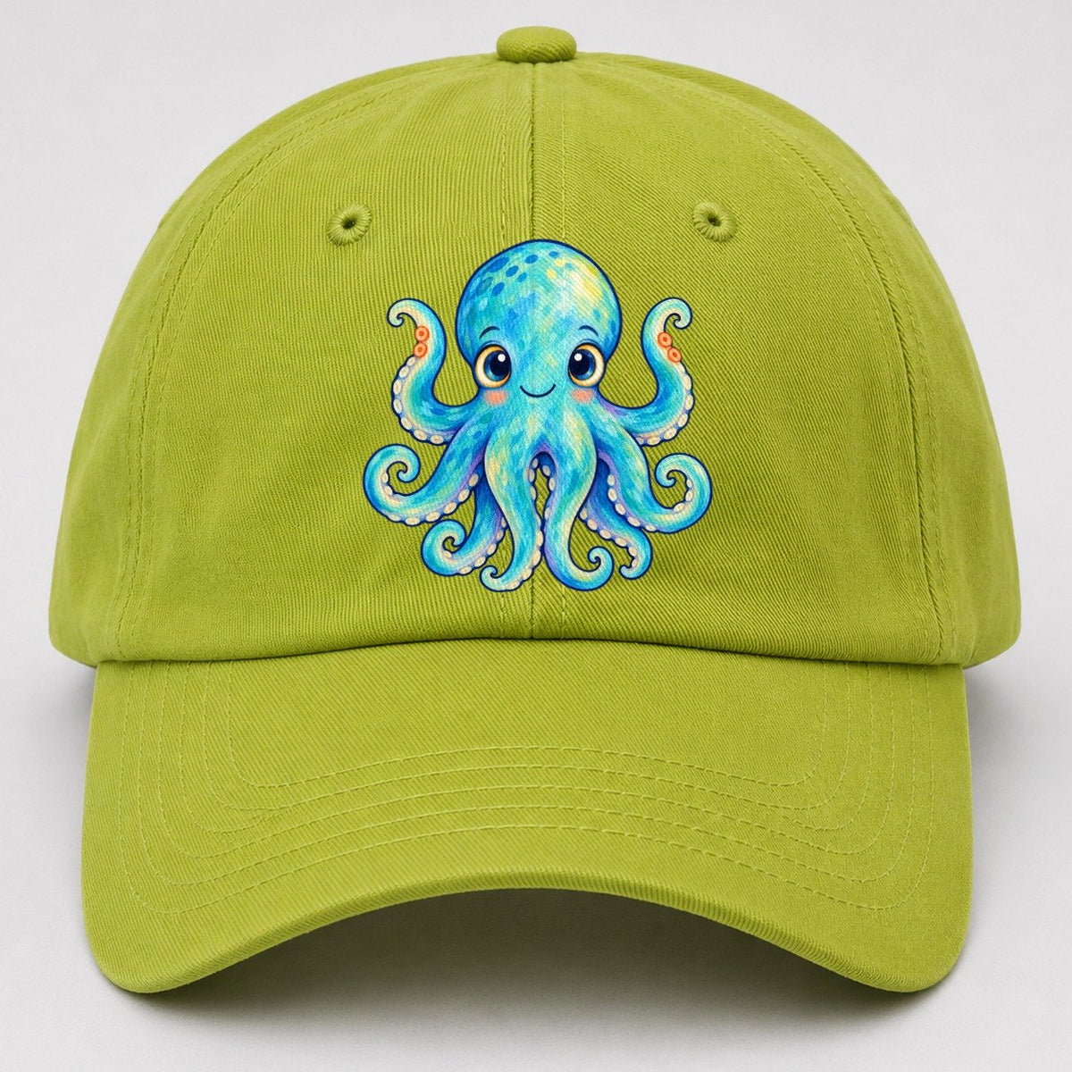 Octopus Curious Wave Sea Sprite Baseball Cap – Fluorescent Green