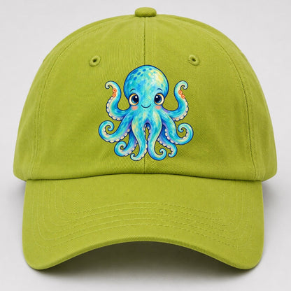 Octopus Curious Wave Sea Sprite Baseball Cap – Fluorescent Green