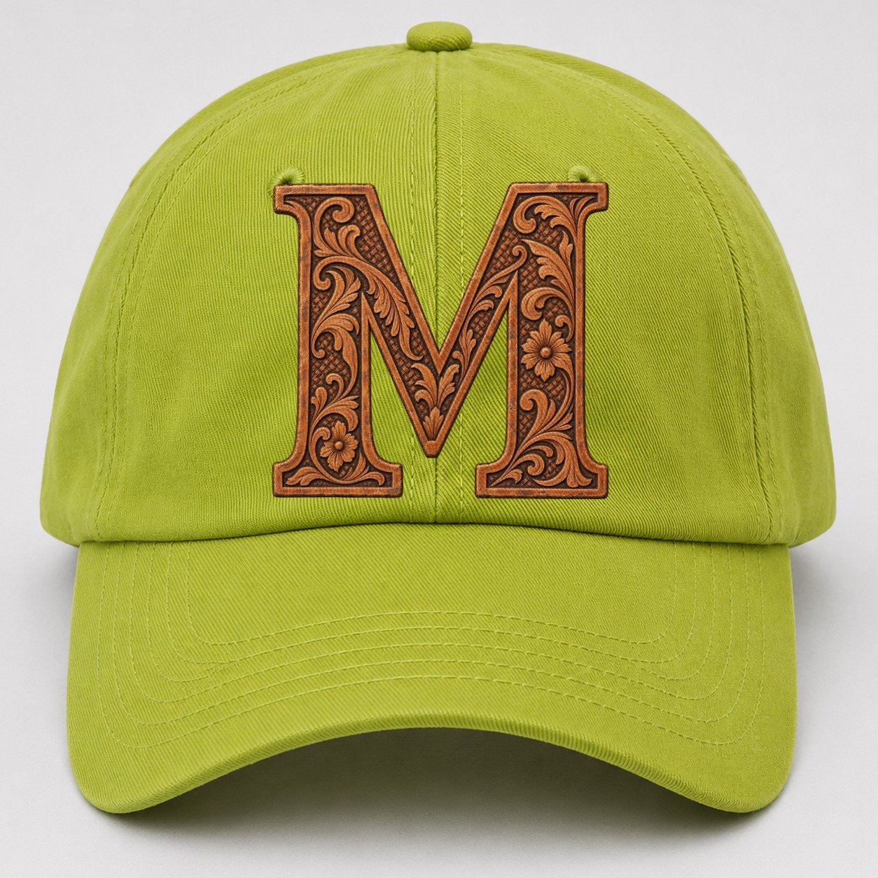 Tooled Leather M Monogram Baseball Cap – Fluorescent Green