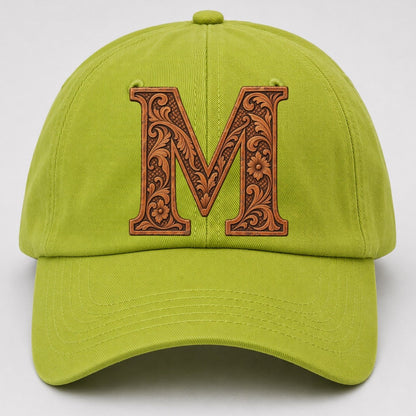 Tooled Leather M Monogram Baseball Cap – Fluorescent Green