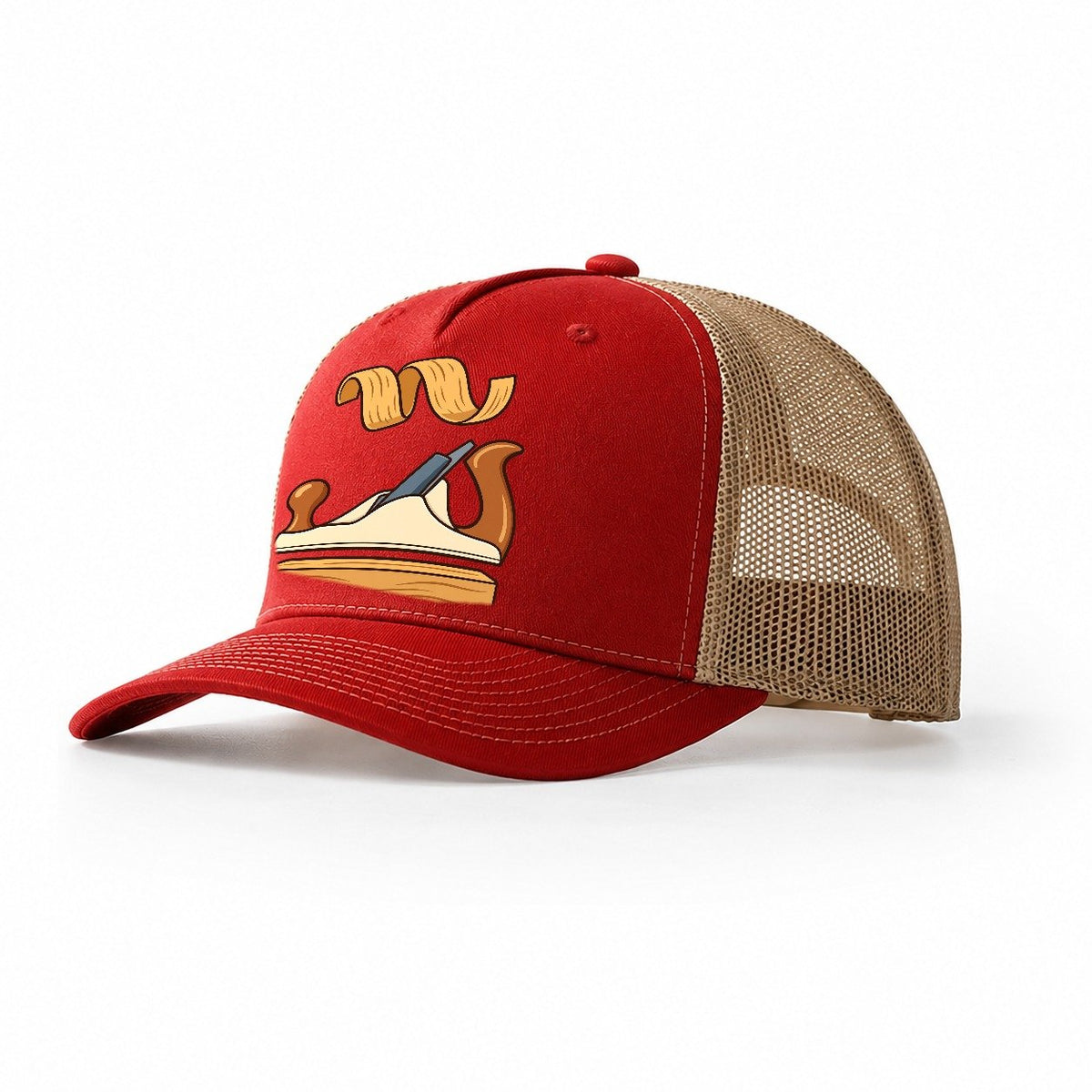 Bench Plane Profile Woodworking Trucker Hat – Red Khaki