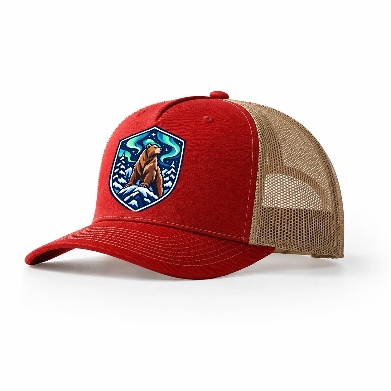 Finland Minimal Emblem Country Logos Trucker Hat – Red Khaki