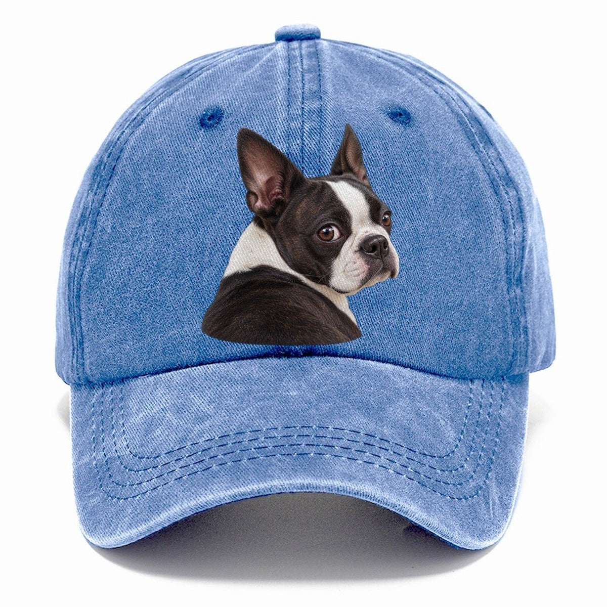 Boston Terrier Over The Shoulder Character Club Classic Cap – Summer Sky