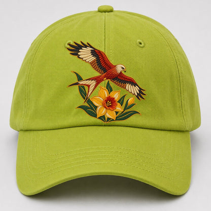 Welsh Daffodil And Red Kite Uk Culture Heritage Baseball Cap – Fluorescent Green