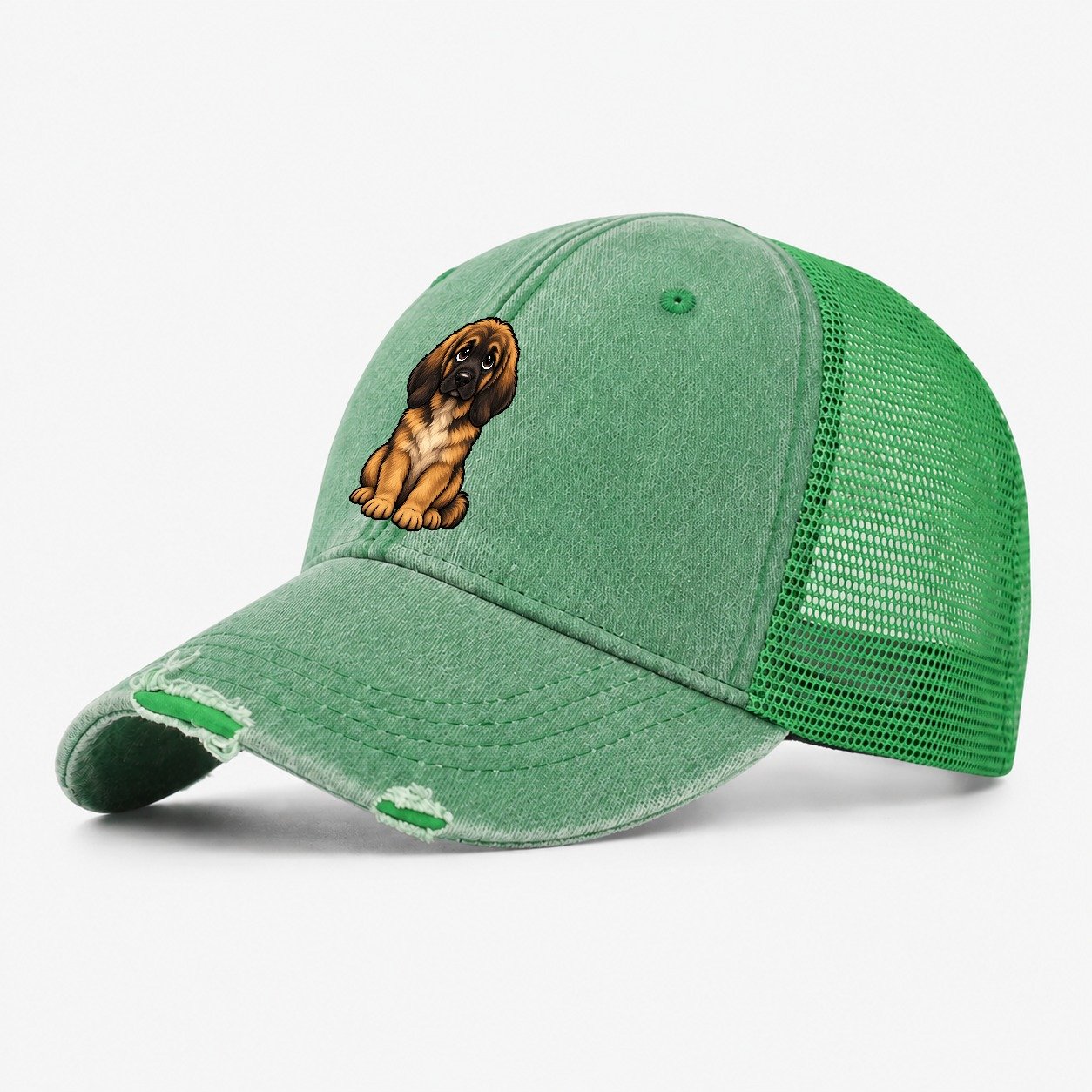 Leonberger Sitting Sweetheart Washed Trucker Hat – Ink Green