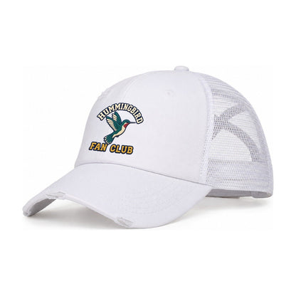 Hummingbird Fan Club Women's Ponytail Trucker Hat – White White