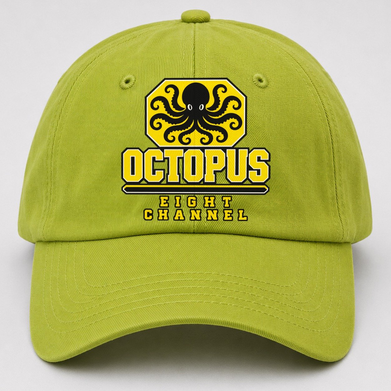 Octopus Eight Channel Heavy Duty Baseball Cap – Fluorescent Green