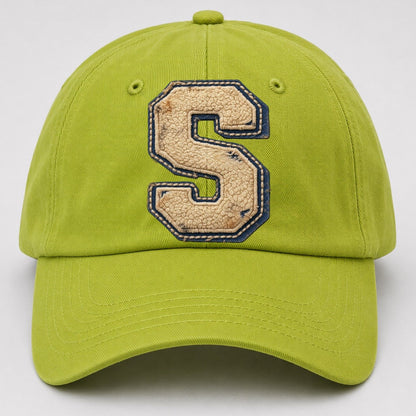 Varsity Chenille S Monogram Baseball Cap – Fluorescent Green