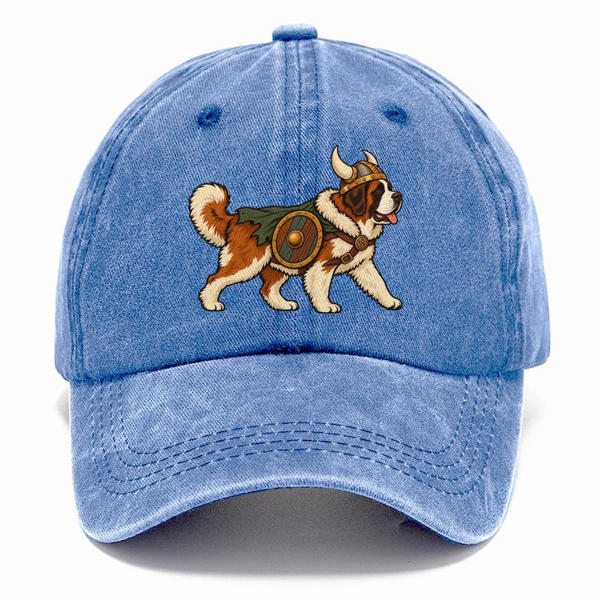 One Saint Bernard In Halloween Costume Viking Costume With A Horned Helmet And Small Shield Halloween Dog Parade Classic Cap – Summer Sky