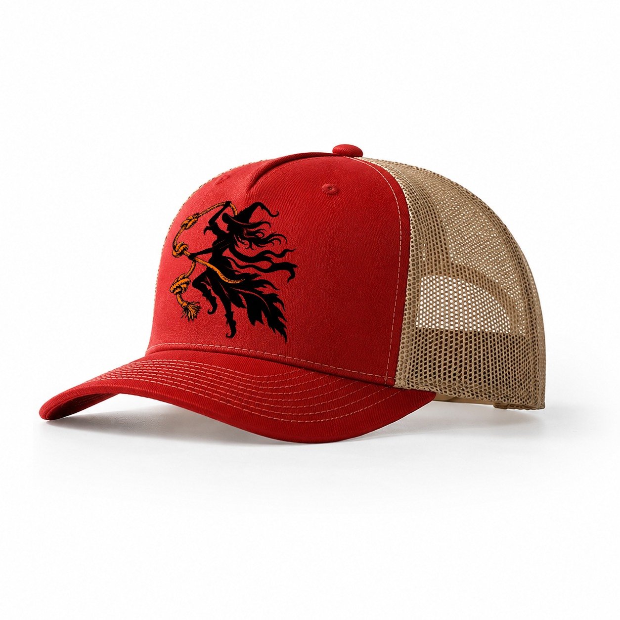 Sea Witch Wind Knots Witch Magic Trucker Hat – Red Khaki