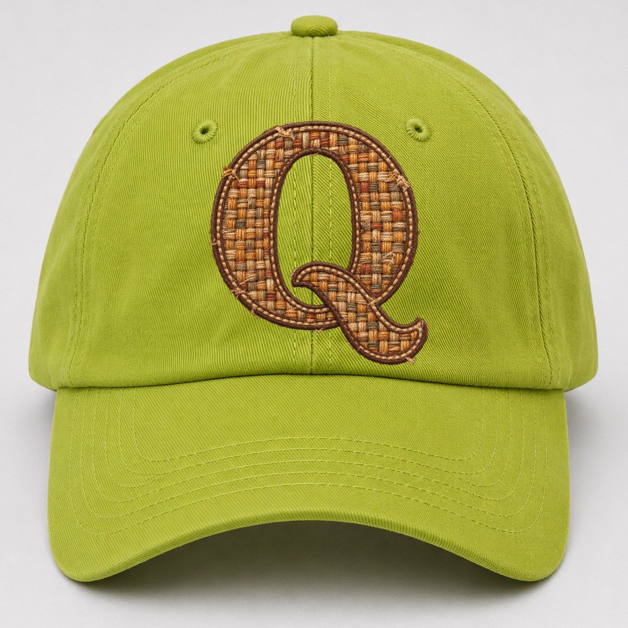 Woven Tweed Q Monogram Baseball Cap – Fluorescent Green