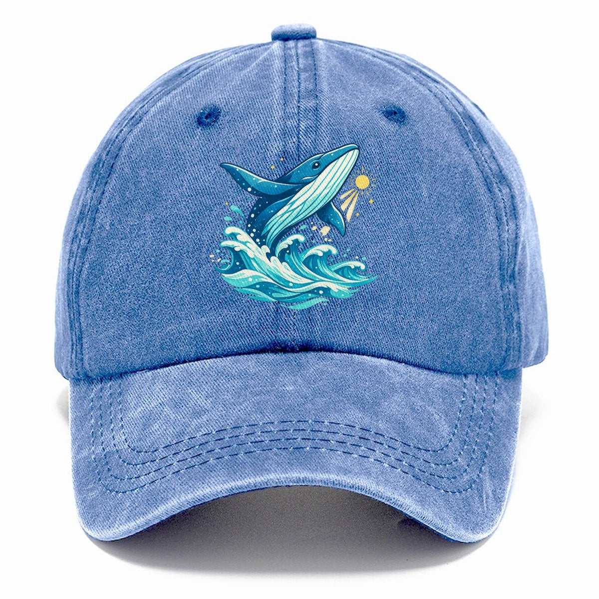 Vintage Whale Ocean Waves Classic Cap – Summer Sky