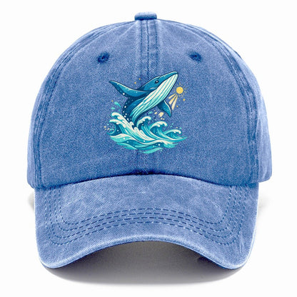 Vintage Whale Ocean Waves Classic Cap – Summer Sky