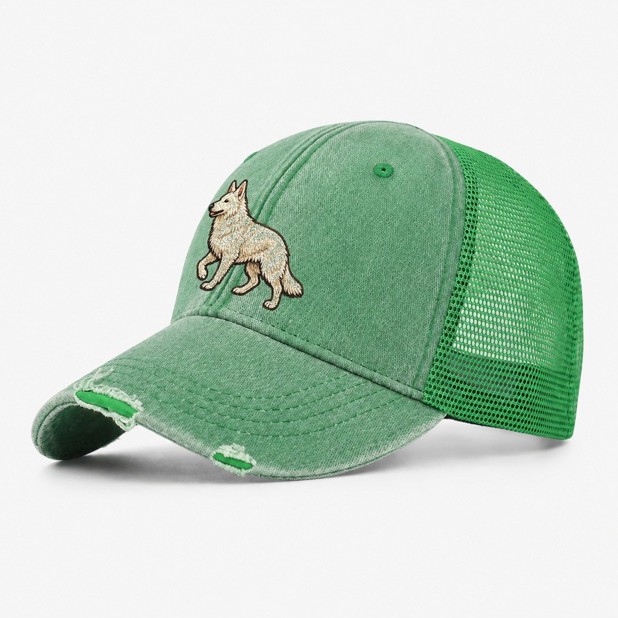 German Shepherd Logo Washed Trucker Hat – Ink Green