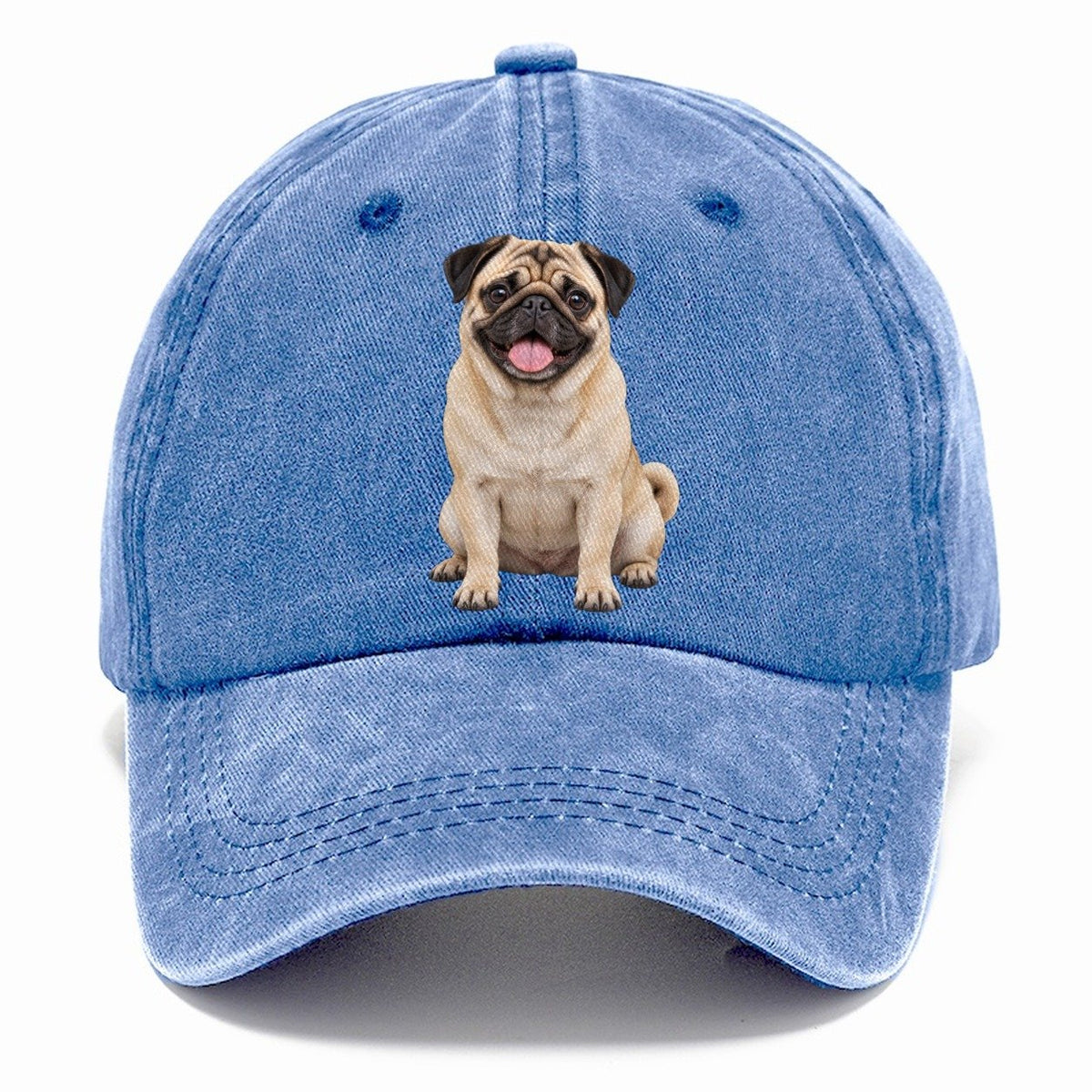 Pug Sitting Top Breeds Classic Cap – Summer Sky