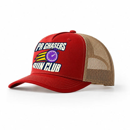 Pr Chasers Run Club 90S Running Clubs Trucker Hat – Red Khaki