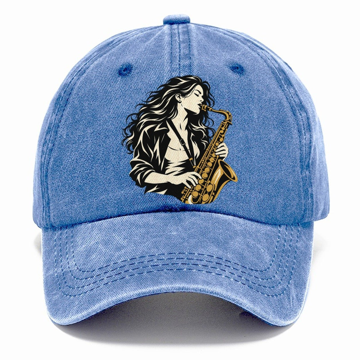 Woman Playing Saxophone Classic Cap – Summer Sky
