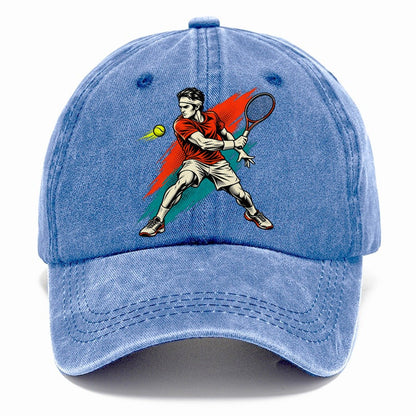 Pop Art Tennis Backhand Classic Cap – Summer Sky