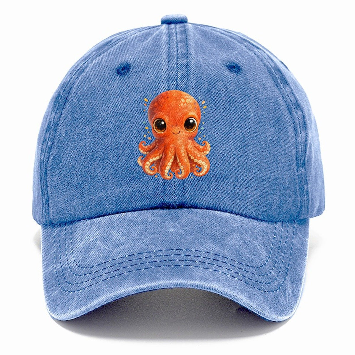 Big-Eyed Orange Octopus Classic Cap – Summer Sky