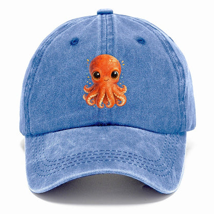 Big-Eyed Orange Octopus Classic Cap – Summer Sky