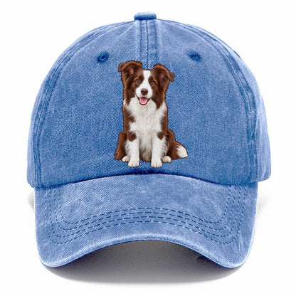 Brown And White Border Collie Classic Cap – Summer Sky