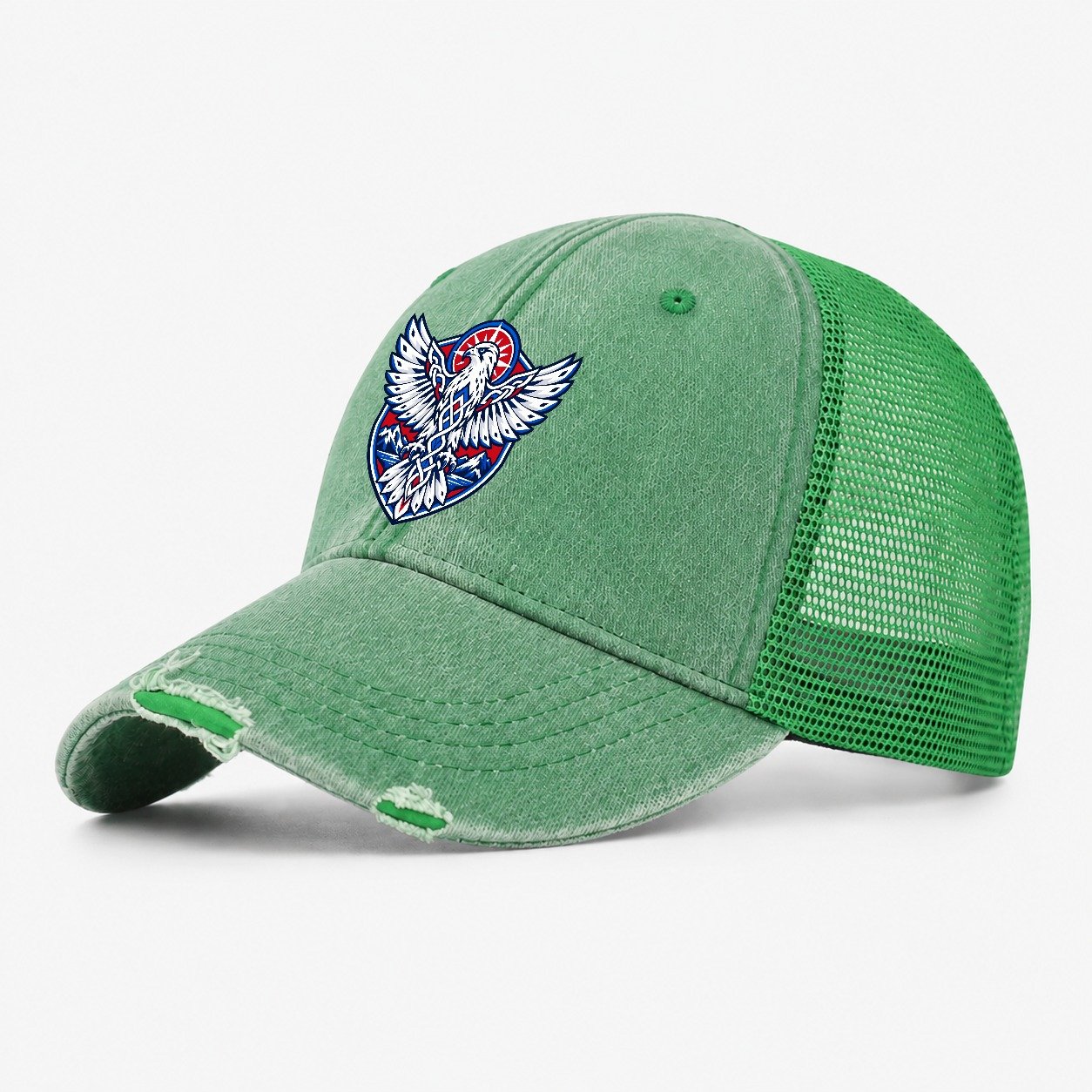 Iceland Minimal Emblem Country Logos Washed Trucker Hat – Ink Green