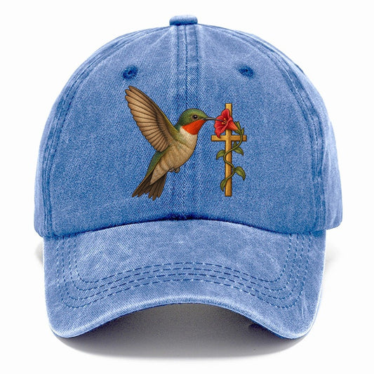 Hummingbird With Cross Classic Cap – Summer Sky