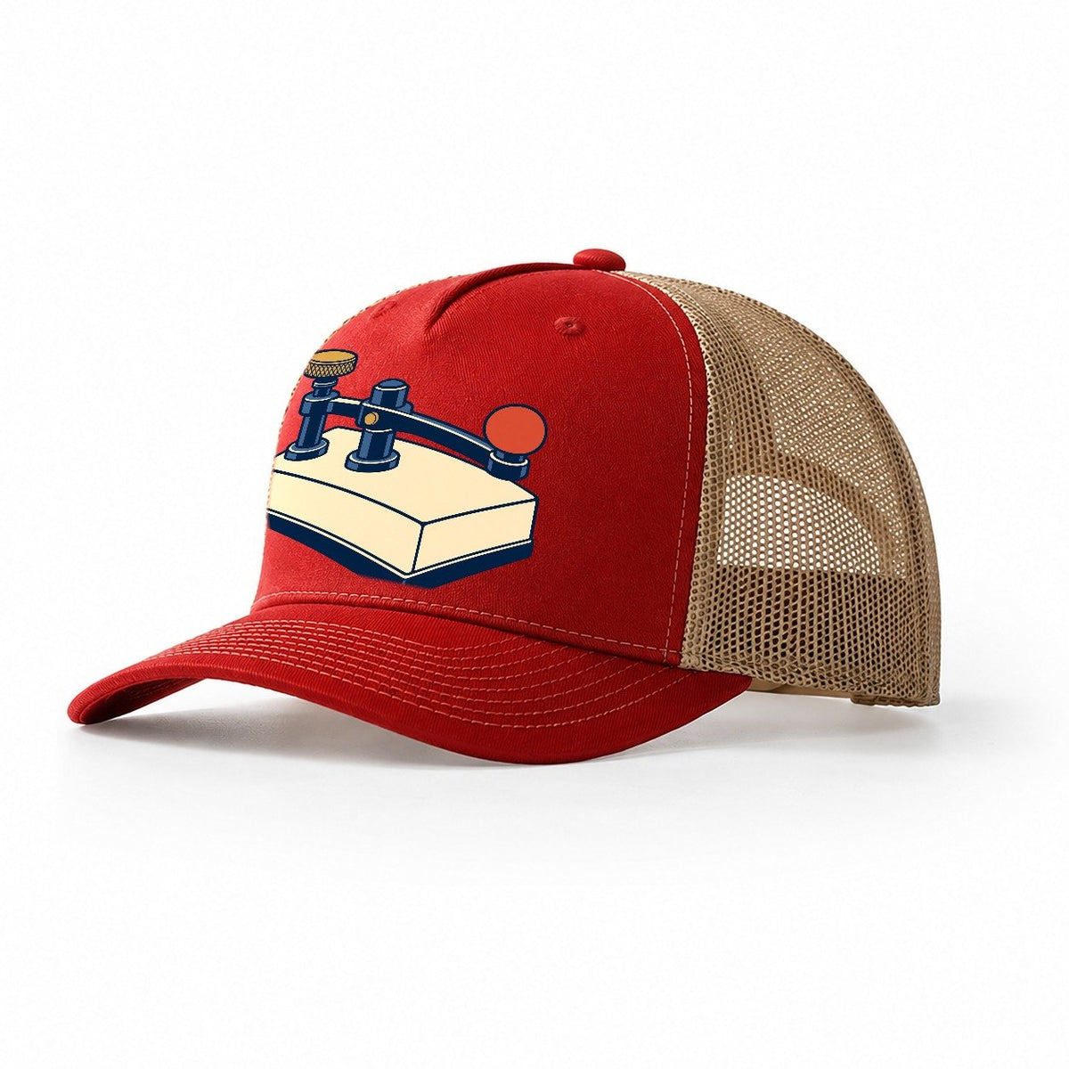 Straight Key Elevation Amateur Radio Trucker Hat – Red Khaki