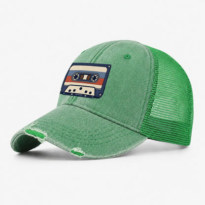 Cassette Tape Tiny Solo Marks Washed Trucker Hat – Ink Green