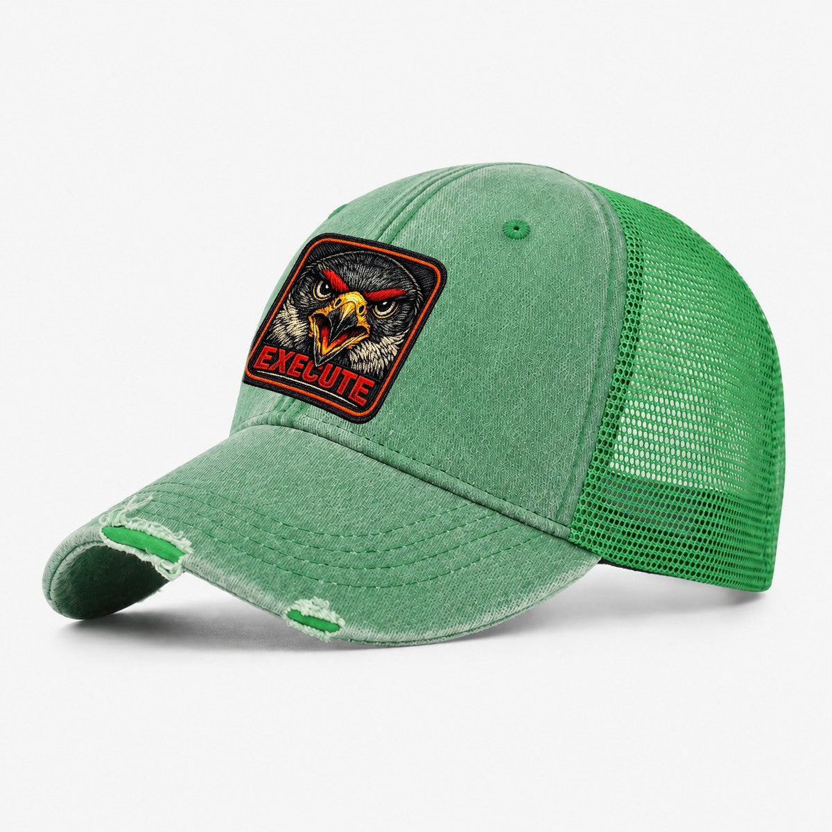 Falcon Execute Badge Washed Trucker Hat – Ink Green