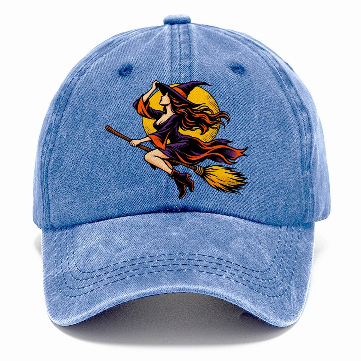 Pop Art Witch on Broom Classic Cap – Summer Sky