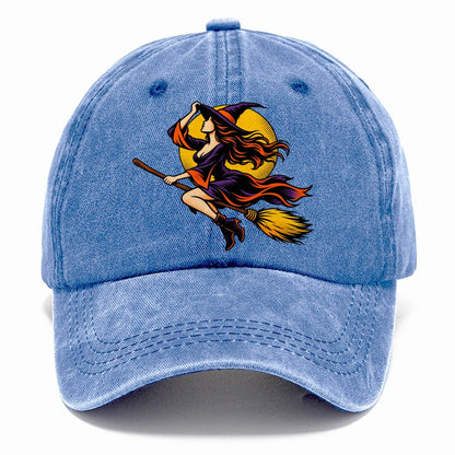 Pop Art Witch on Broom Classic Cap – Summer Sky