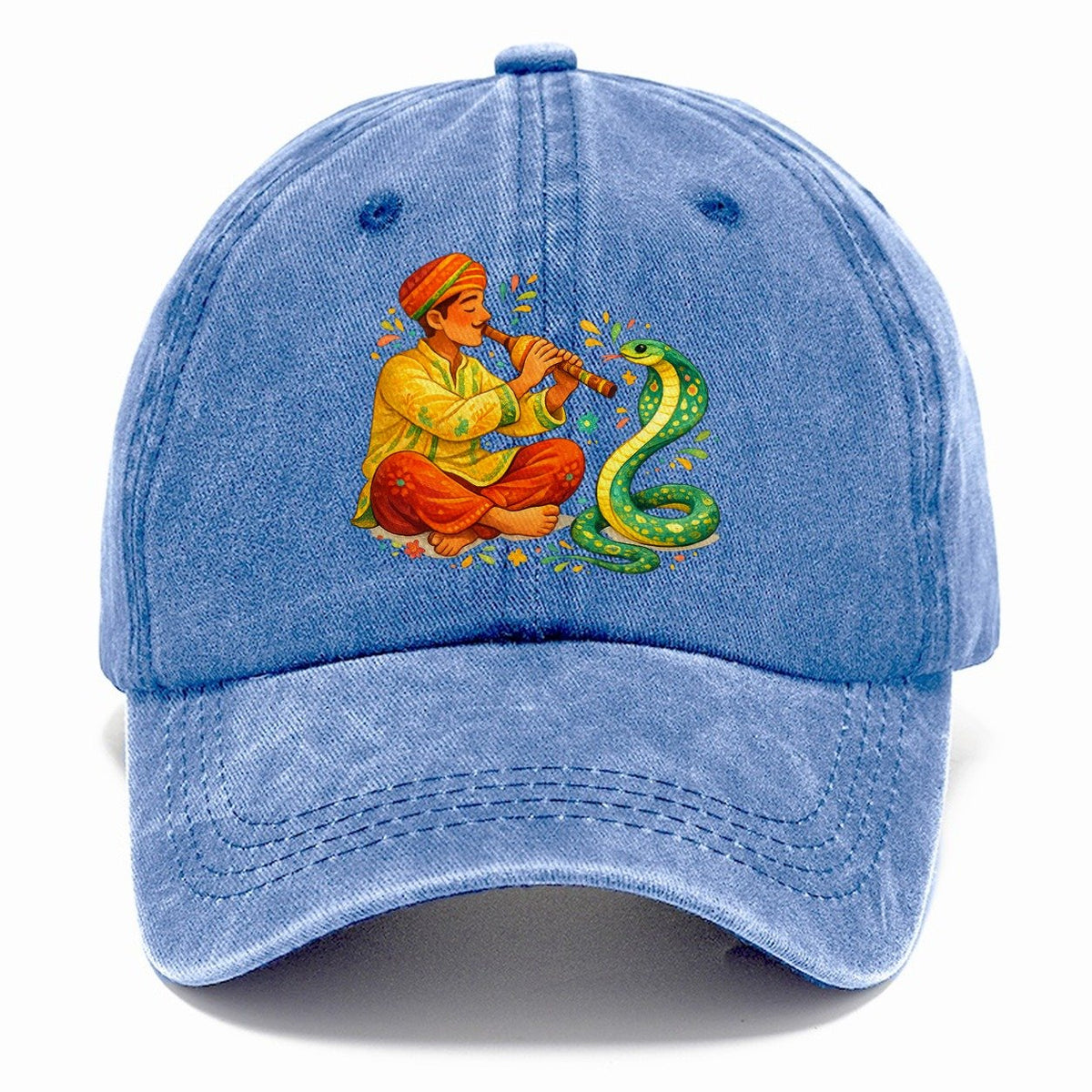 Snake Charmer Playing Flute Classic Cap – Summer Sky