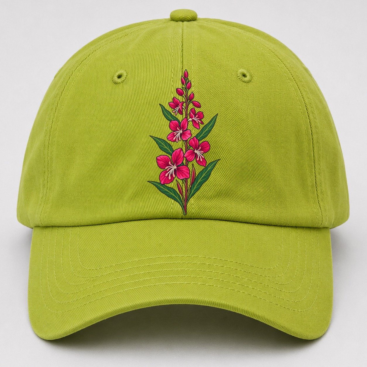 Yukon Fireweed Spike Canada Cultural Icons Baseball Cap – Fluorescent Green
