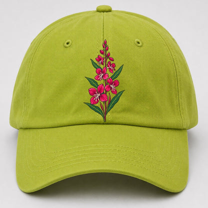 Yukon Fireweed Spike Canada Cultural Icons Baseball Cap – Fluorescent Green