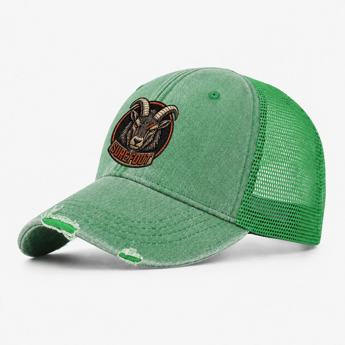 Mountain Goat Surefoot Badge Washed Trucker Hat – Ink Green