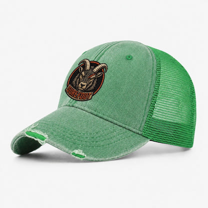 Mountain Goat Surefoot Badge Washed Trucker Hat – Ink Green