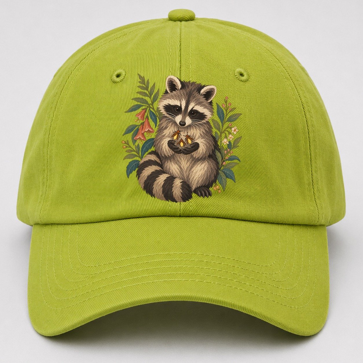 Raccoon Firefly Bowl Gentle Wild Baseball Cap – Fluorescent Green