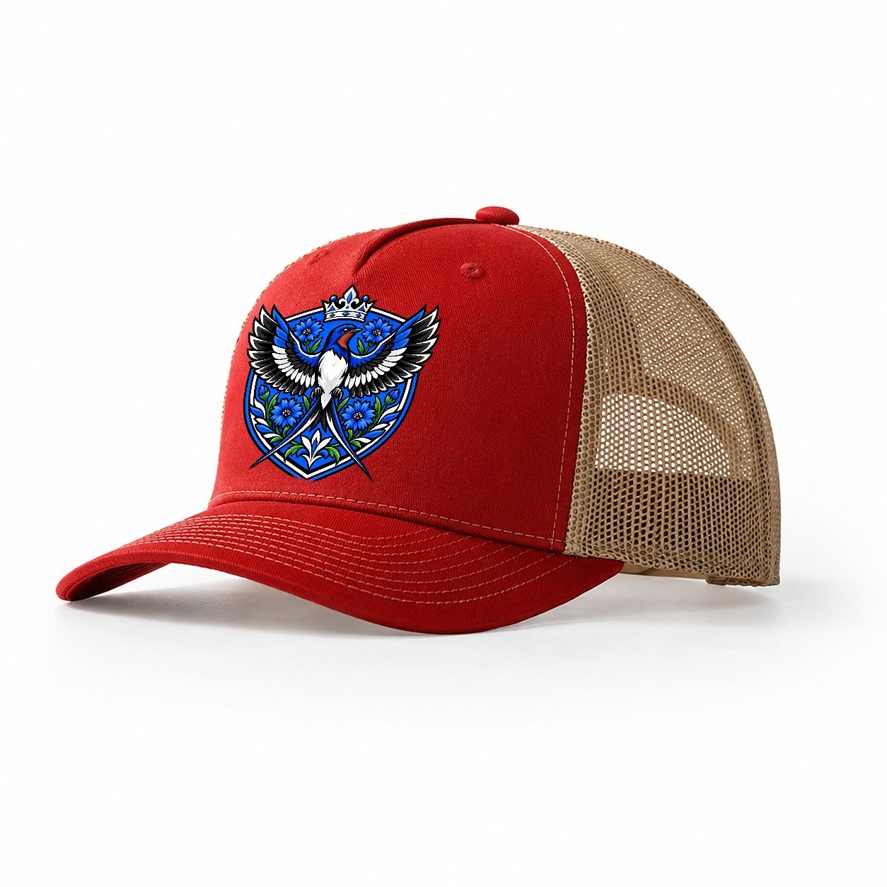 Estonia Heraldic Crest Country Logos Trucker Hat – Red Khaki