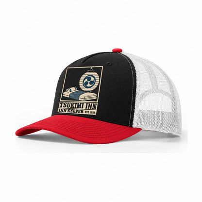 Tsukimi Inn Noren Trade Co Trucker Hat – Black Red White