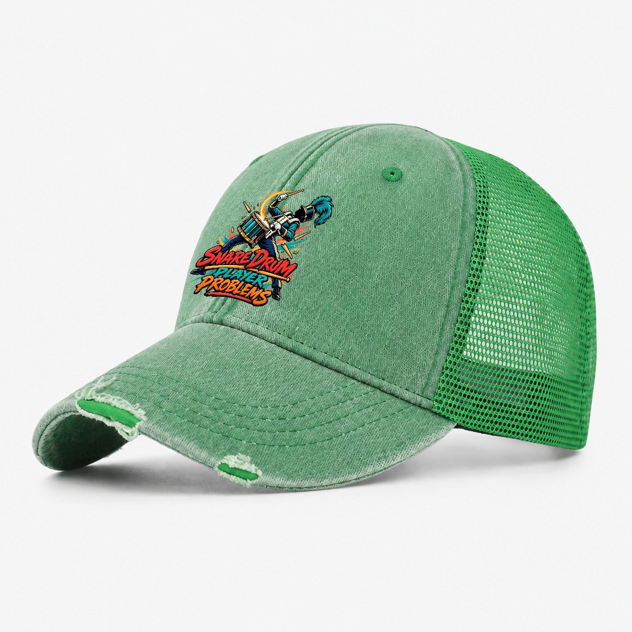 Snare Drum Player Problems Music Instruments Washed Trucker Hat – Ink Green