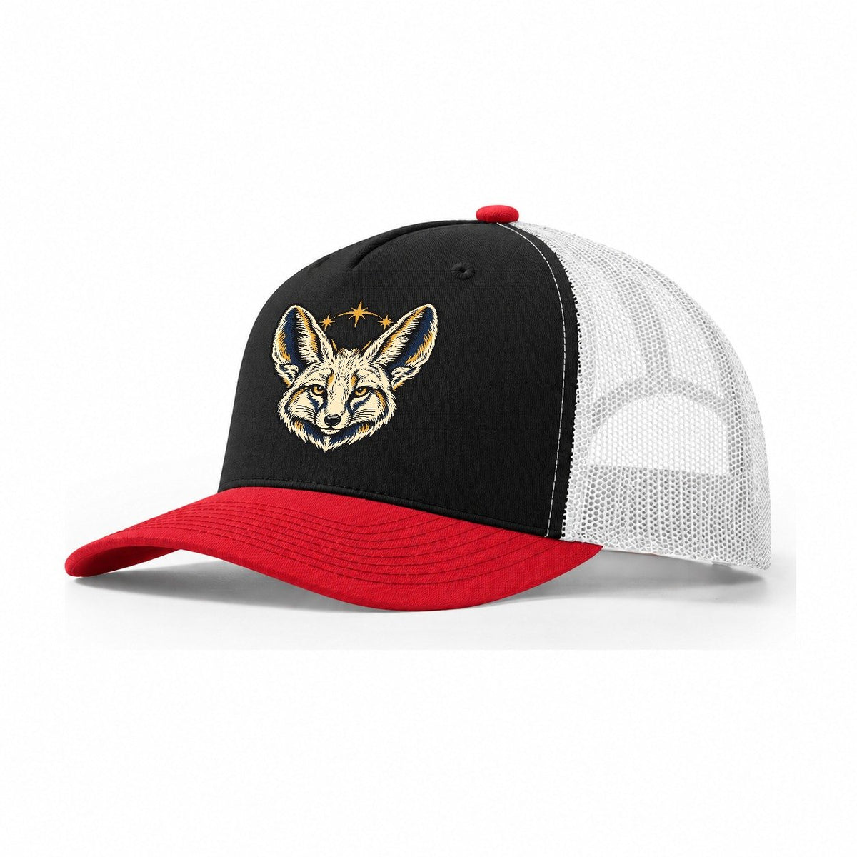 Kit Fox Celestial Ears Sundown Familiars Trucker Hat – Black Red White