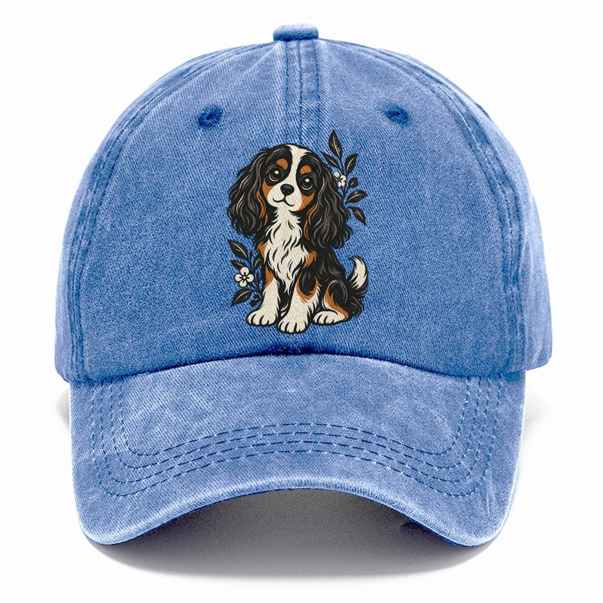 Cavalier Spaniel with Flowers Classic Cap – Summer Sky